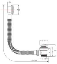 Bath Easy Clean Sprung Waste - Brushed Brass dimensions diagram