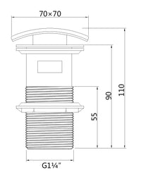 Slotted Sprung Basin Waste - Chrome dimensions diagram