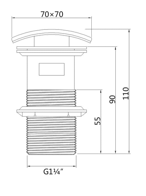 Slotted Sprung Basin Waste - Chrome dimensions diagram