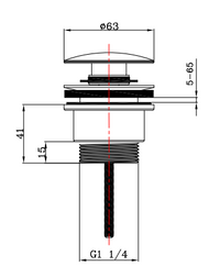 Push Button Basin Universal Waste CP Large Cap - Brushed Bronze dimensions diagram
