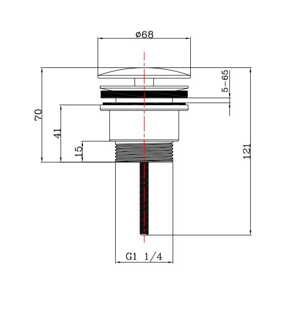 Free Flow Basin Waste CP Large Cap - Chrome dimensions diagram