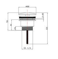 Free Flow Basin Waste CP Large Cap - Chrome dimensions diagram