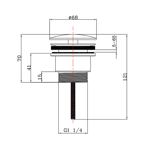 Free Flow Basin Waste CP Large Cap - Chrome dimensions diagram