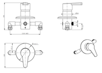 Tenor single lever manual shower mixer valve - chrome dimensions diagram