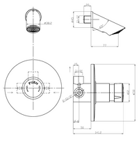 Tenor concealed non concussive shower mixer - chrome dimensions diagram