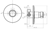 Tenor concealed non concussive shower mixer - chrome dimensions diagram