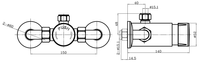Tenor exposed non concussive shower mixer - chrome dimensions diagram
