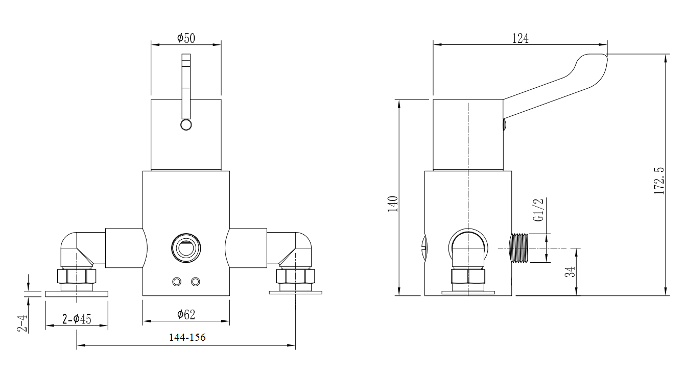 Tenor sequential thermostatic shower mixer - chrome dimensions diagram