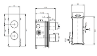 Colton single outlet concealed thermostatic mixer valve - chrome dimensions diagram