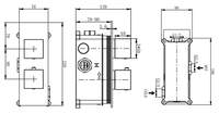 Colton single outlet concealed thermostatic mixer valve - chrome dimensions diagram