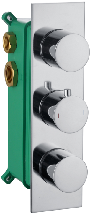 Colton three outlet concealed thermostatic mixer valve - chrome (SH7017)