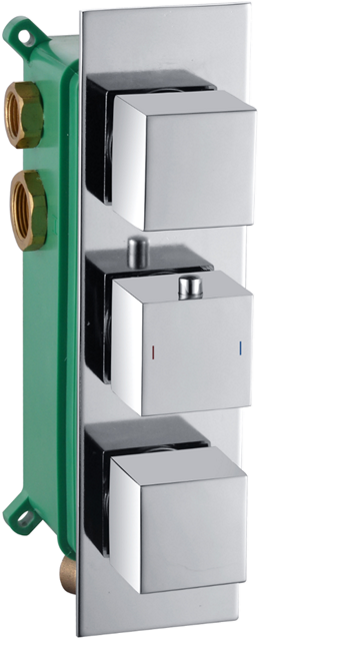 Colton three outlet concealed thermostatic mixer valve - chrome (SH7018)