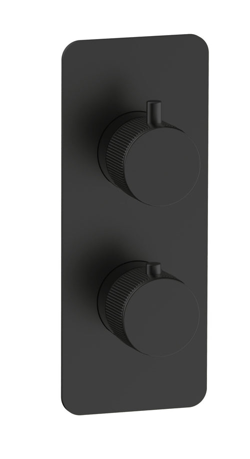 Alderley fluted two outlet concealed thermostatic mixer valve - matt black (SH7026)