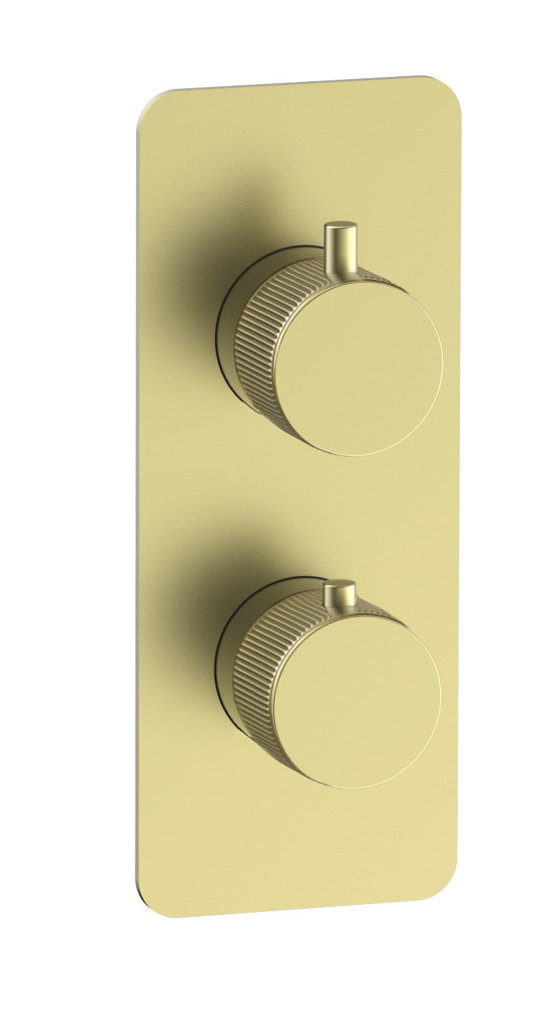 Alderley fluted two outlet concealed thermostatic mixer valve - brushed brass (SH7027)
