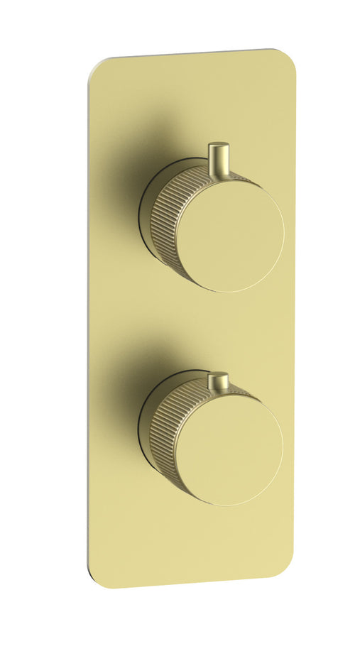 Alderley fluted two outlet concealed thermostatic mixer valve - brushed gold (SH7028)