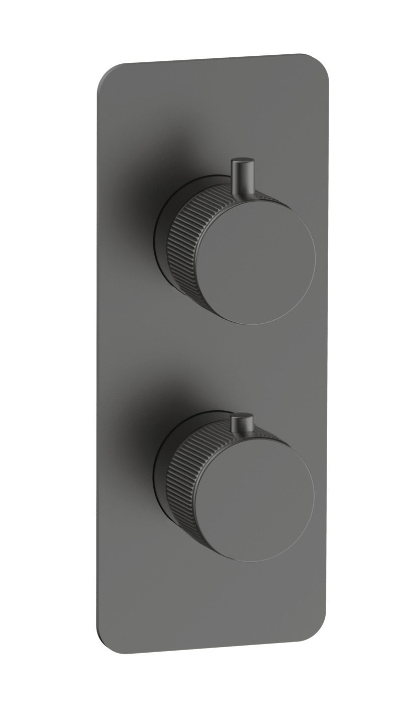 Alderley fluted two outlet concealed thermostatic mixer valve - gunmetal grey (SH7030)