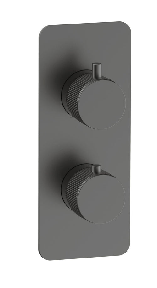 Alderley fluted two outlet concealed thermostatic mixer valve - gunmetal grey (SH7030)