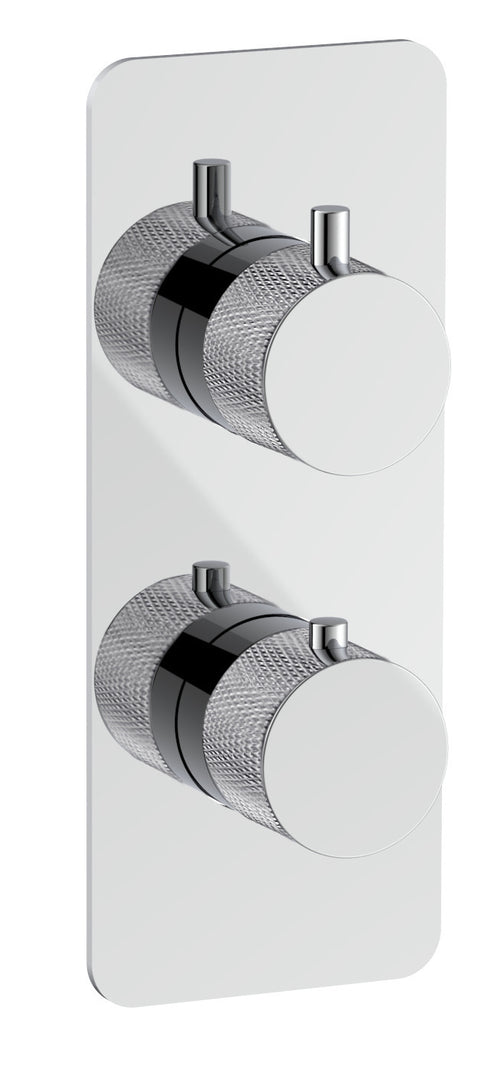 Garrick diamond knurled two outlet concealed thermostatic mixer valve - chrome (SH7031)