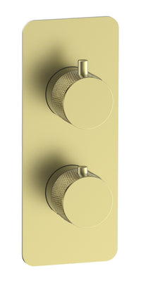 Garrick diamond knurled two outlet concealed thermostatic mixer valve - brushed gold (SH7034)