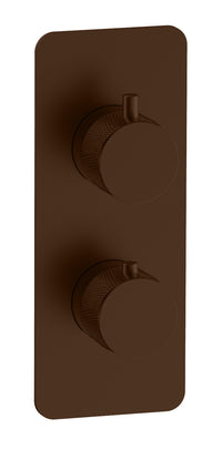 Garrick diamond knurled two outlet concealed thermostatic mixer valve - brushed bronze (SH7035)