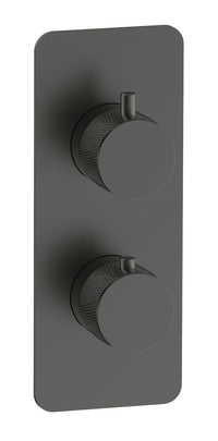 Garrick diamond knurled two outlet concealed thermostatic mixer valve - gunmetal grey (SH7036)