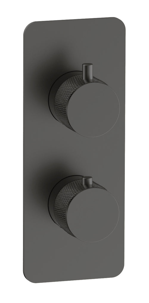 Garrick diamond knurled two outlet concealed thermostatic mixer valve - gunmetal grey (SH7036)