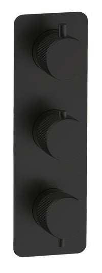 Alderley fluted two outlet concealed thermostatic mixer valve - matt black (SH7044)
