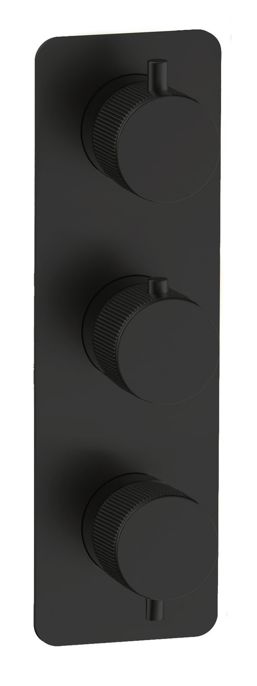 Alderley fluted two outlet concealed thermostatic mixer valve - matt black (SH7044)