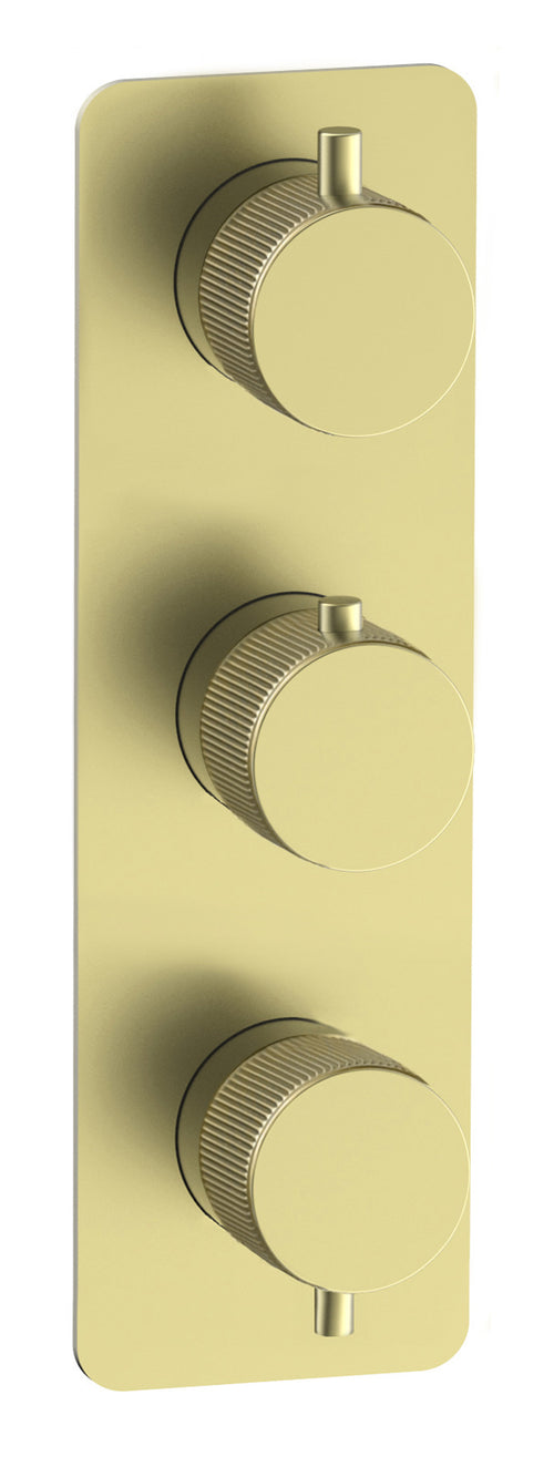 Alderley fluted two outlet concealed thermostatic mixer valve - brushed gold (SH7046)