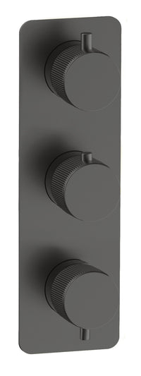 Alderley fluted two outlet concealed thermostatic mixer valve - gunmetal grey (SH7048)