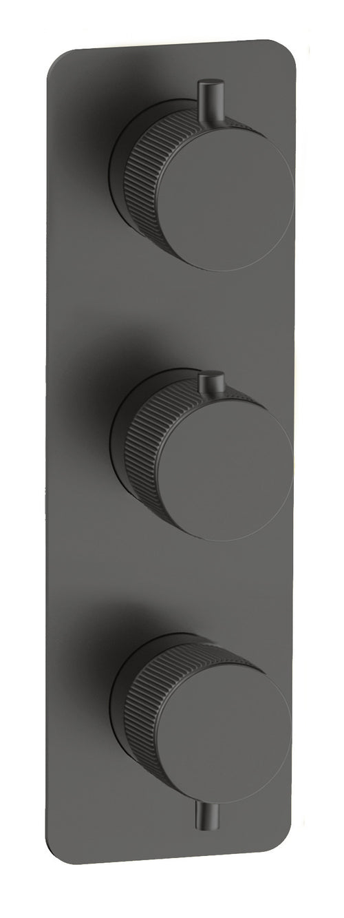 Alderley fluted two outlet concealed thermostatic mixer valve - gunmetal grey (SH7048)