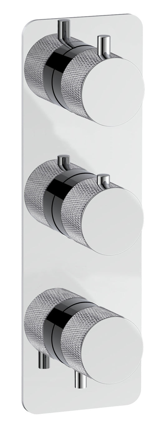 Garrick diamond knurled two outlet concealed thermostatic mixer valve - chrome (SH7049)