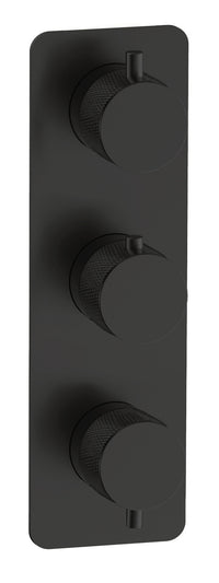 Garrick diamond knurled two outlet concealed thermostatic mixer valve - matt black (SH7050)