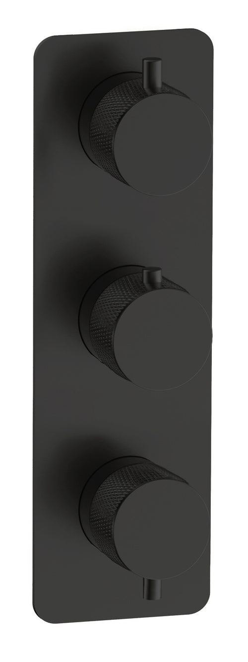 Garrick diamond knurled two outlet concealed thermostatic mixer valve - matt black (SH7050)