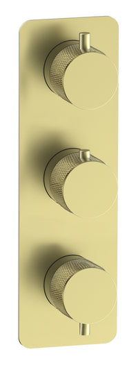 Garrick diamond knurled two outlet concealed thermostatic mixer valve - brushed gold (SH7052)