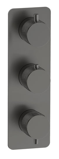 Garrick diamond knurled two outlet concealed thermostatic mixer valve - gunmetal grey (SH7054)