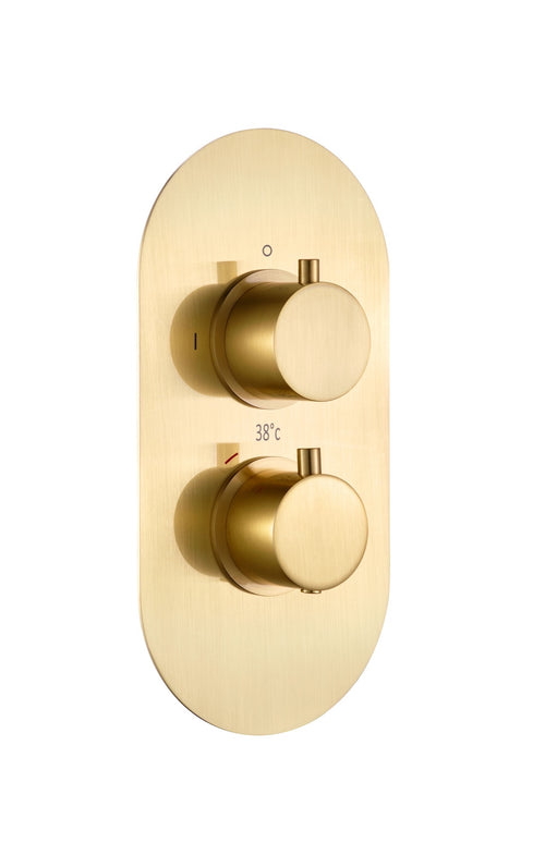 Corran two outlet concealed thermostatic mixer valve - brushed brass (SH7055)