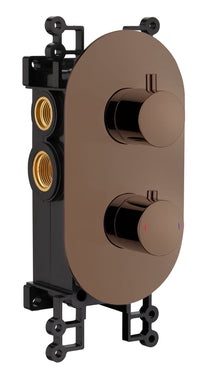 Corran two outlet concealed thermostatic mixer valve with t-box - brushed bronze (SH7056)