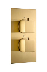 Corran two outlet concealed thermostatic mixer valve - brushed brass (SH7057)