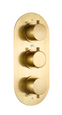 Corran two outlet concealed thermostatic mixer valve - brushed brass (SH7058)
