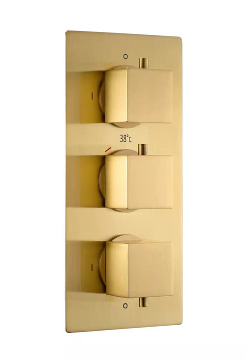 Corran two outlet concealed thermostatic mixer valve - brushed brass (SH7060)