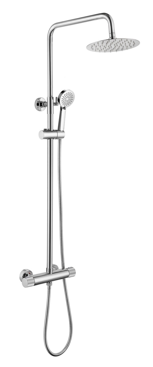 Alderley fluted high flow cool touch thermostatic shower mixer with riser rail kit - chrome (SH7061)
