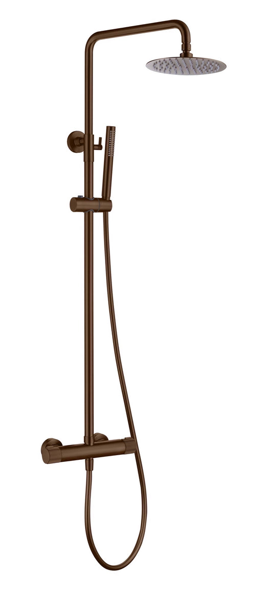 Alderley fluted high flow cool touch thermostatic shower mixer with riser rail kit - brushed bronze (SH7065)