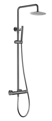 Alderley fluted high flow cool touch thermostatic shower mixer with riser rail kit - gunmetal grey (SH7066)