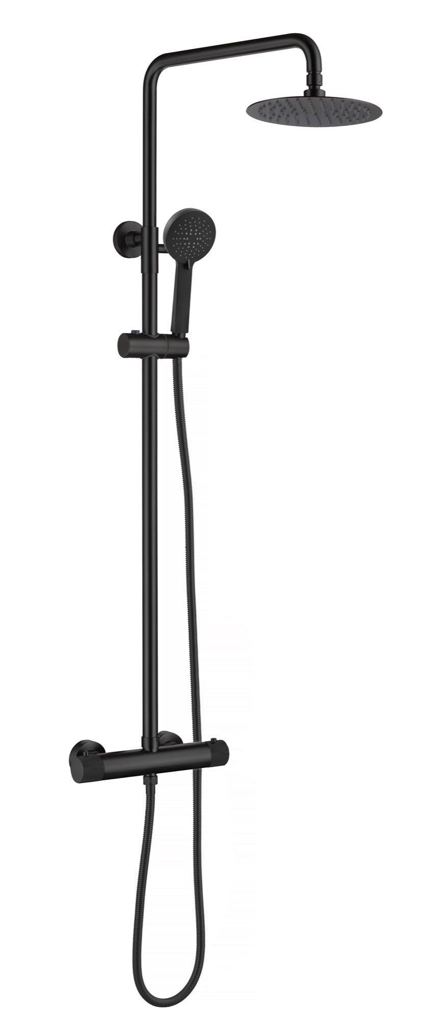 Garrick diamond knurled high flow cool touch thermostatic shower mixer with riser rail kit - matt black (SH7068)
