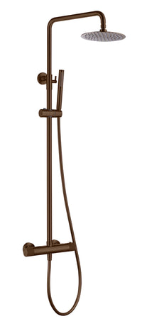 Garrick diamond knurled high flow cool touch thermostatic shower mixer with riser rail kit - brushed bronze (SH7071)
