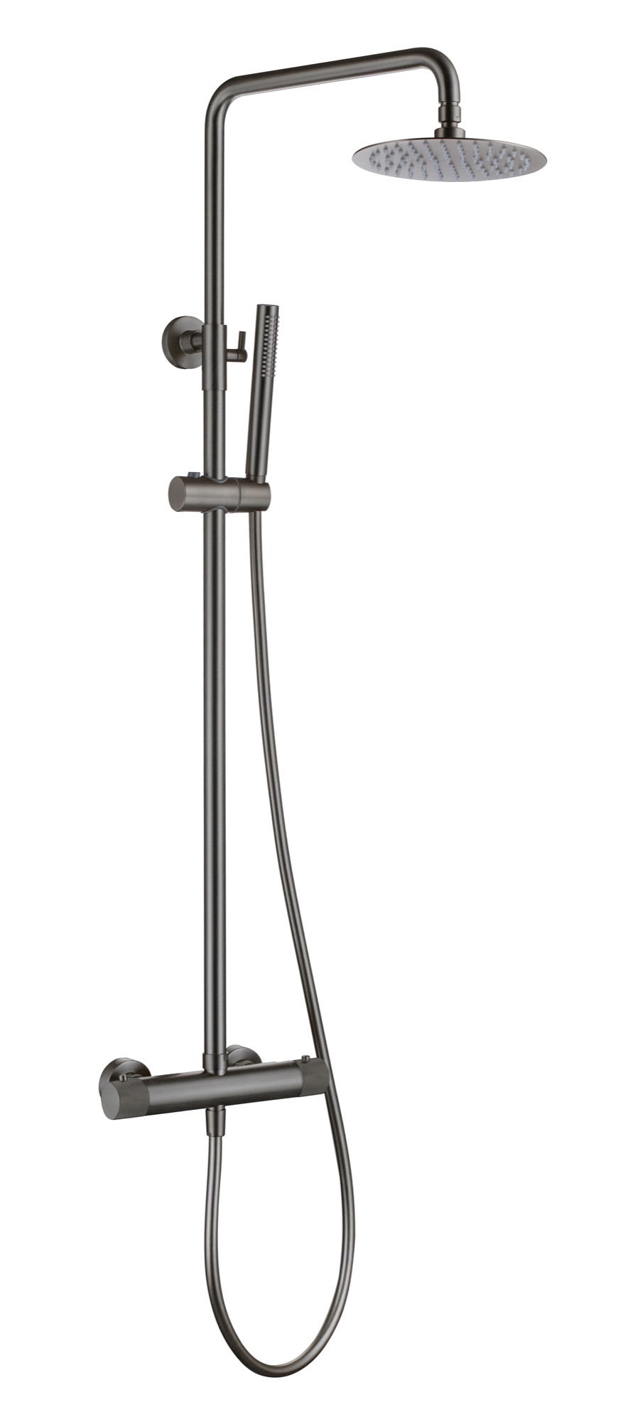 Garrick diamond knurled high flow cool touch thermostatic shower mixer with riser rail kit - gunmetal grey (SH7072)