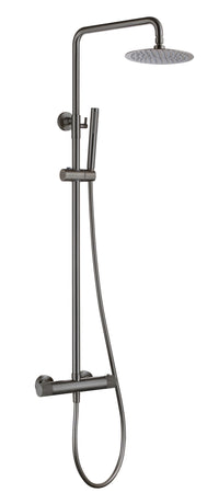 Garrick diamond knurled high flow cool touch thermostatic shower mixer with riser rail kit - gunmetal grey (SH7072)