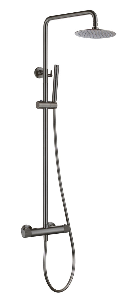 Garrick diamond knurled high flow cool touch thermostatic shower mixer with riser rail kit - gunmetal grey (SH7072)