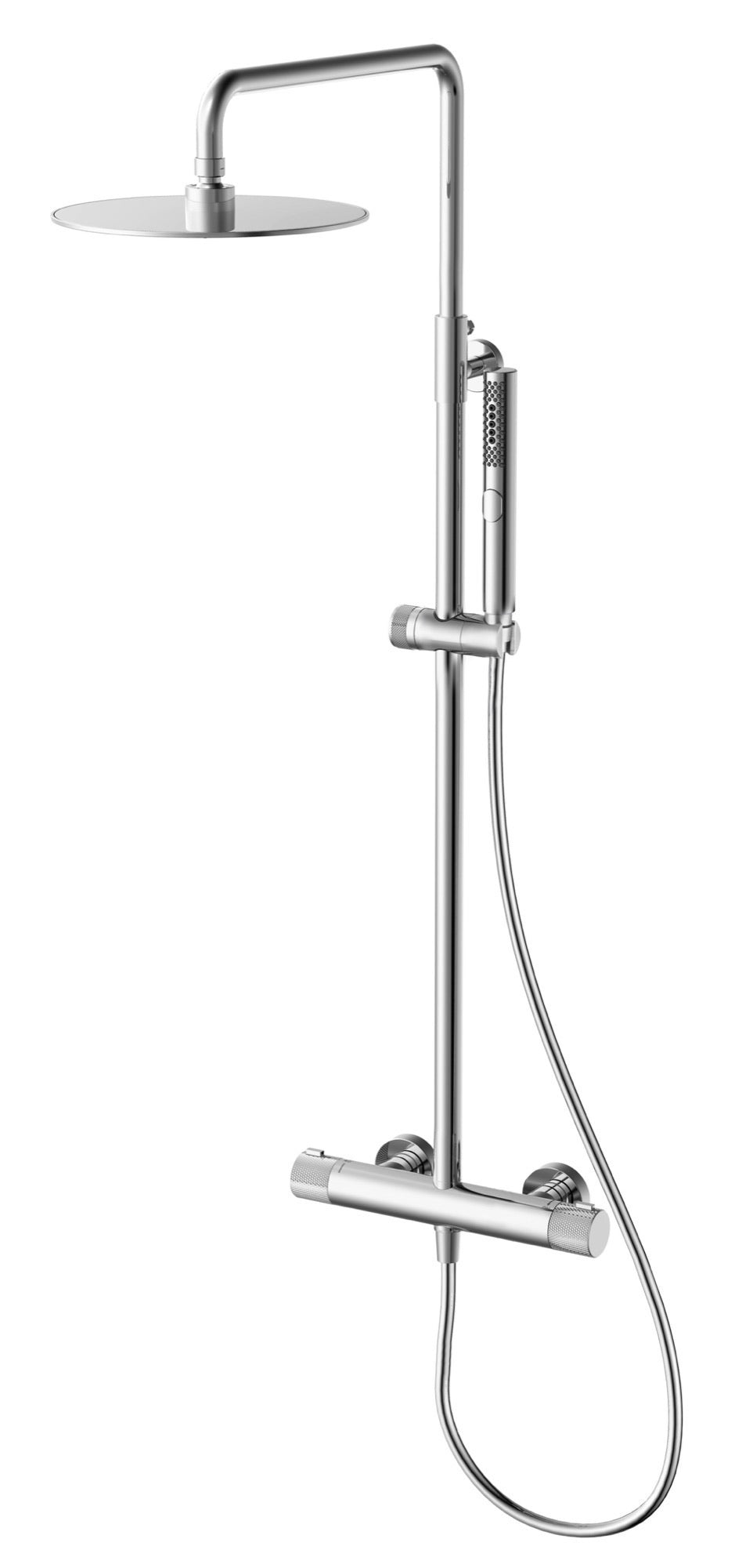 Malden knurled handle cool touch thermostatic shower mixer with riser rail - chrome (SH7073)